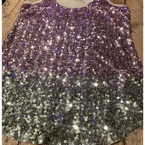 Experess Womens Size S/P Tan Sequin Tank Top - Picture 4 of 8